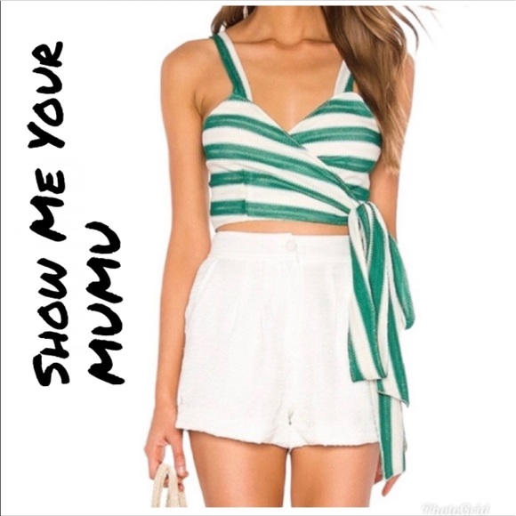 Show Me Your MuMu Tops - SHOW ME YOUR MUMU Green Striped RUMBA TOP Size Small